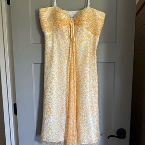 Laundry By Shelli Segal Yellow Cream Babydoll Dress